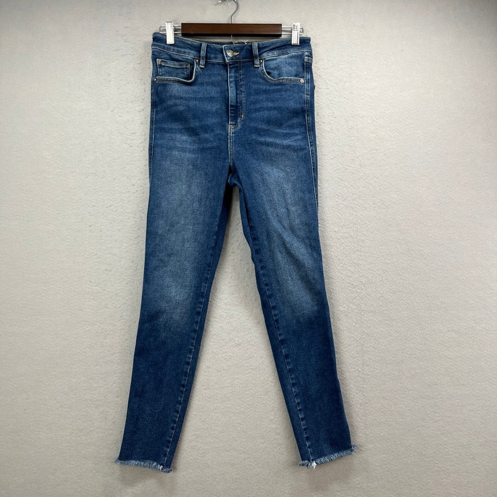 We The Free Skinny Jeans Womens 30 Medium Blue High Rise Raw Hem Casual Stretch
